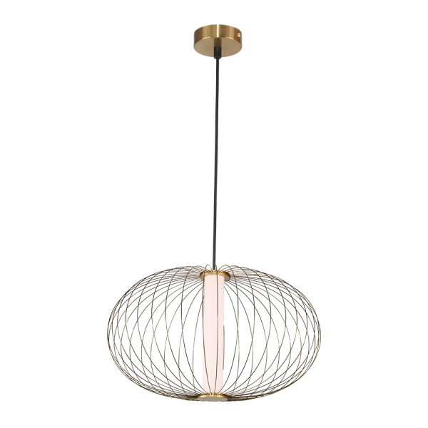 PENDENTE LANTERNA DOURADO E BRANCO (D)50CM (A)32CM 1X16W 3000K 800LM - HC010
