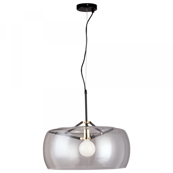 PENDENTE NOBU D 50CM X 31CM 1 X A60 40W PRETO / DOURADO E TRANSP - RE003BC