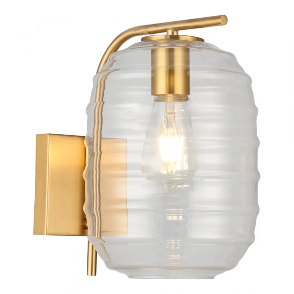 ARANDELA LAMPARINA DOURADO E TRANSPARENTE 20,3CM X H29,5CM X P27,5CM 1XE27 - HC012