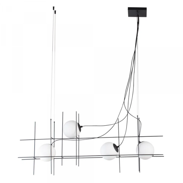 PENDENTE DIX PRETO E BRANCO (C)12CM (L)15CM (A)52CM 4X25W G9