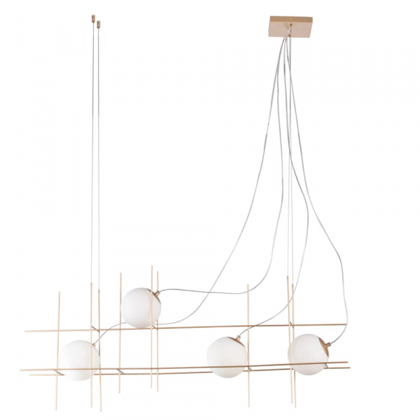 PENDENTE DIX DOURADO E BRANCO (C)12CM (L)15CM (A)52CM 4X25W G9