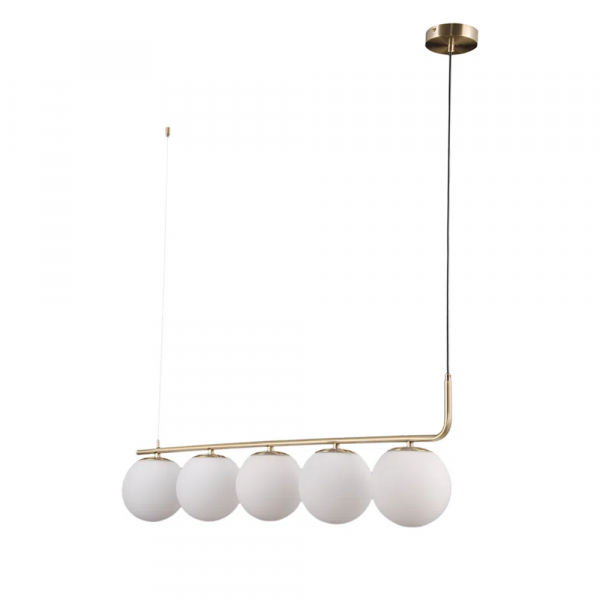 PENDENTE PETIT POA DOURADO E BRANCO (C)98CM (L)15CM (A)28CM 5XE27 BOLINHA 25W - SQ002