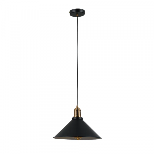 PENDENTE FACTORY PRETO E DOURADO (D)30CM (A)22CM 1XE27 40W - SQ009