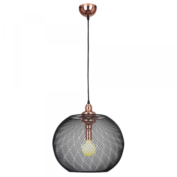 PENDENTE COPPER COBRE E PRETO (D)50CM (A)48CM 1XE27 40W - XN005