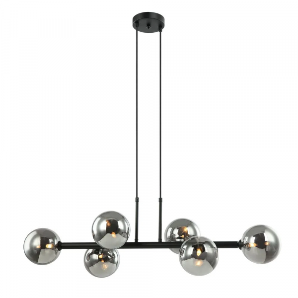 PENDENTE ABAPORU PRETO E FUME (C)31CM (L)95CM (A)28CM 6XG9 150W - HL003B