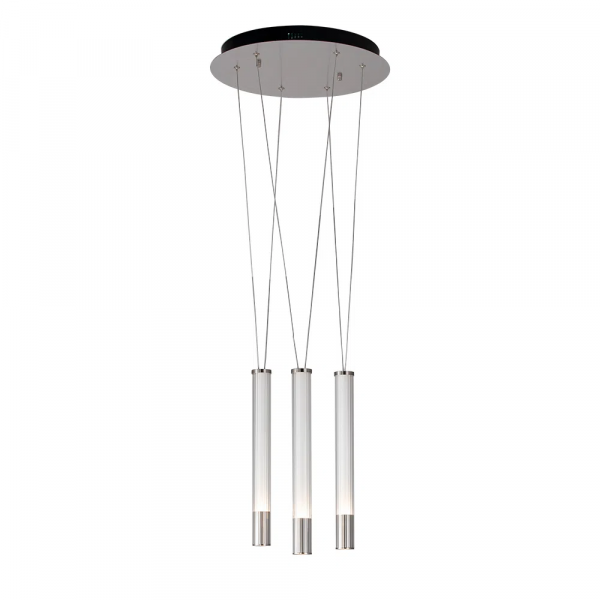 PENDENTE ÁGUA NICKEL E TRANSPARENTE E BRANCO (D)40CM (A)38.5CM 3X7W 3000K 9 - RE015M