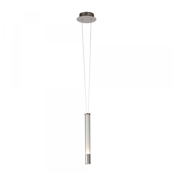 PENDENTE ÁGUA NICKEL TRANSP E BRANCO (D)4.5CM (A)38.5CM 1X7W 3000K 400LM - RE015S