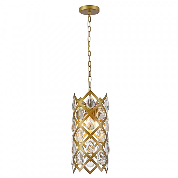 PENDENTE ARCHE D 22CM X 47CM 3XE14 127V / 220V DOURADO E TRANSP - MR005