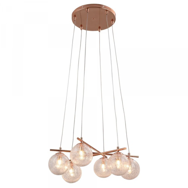 PENDENTE ASTA COBRE E TRANSPARENTE (D)50CM (A)18CM 6XG9 150W - OD039R