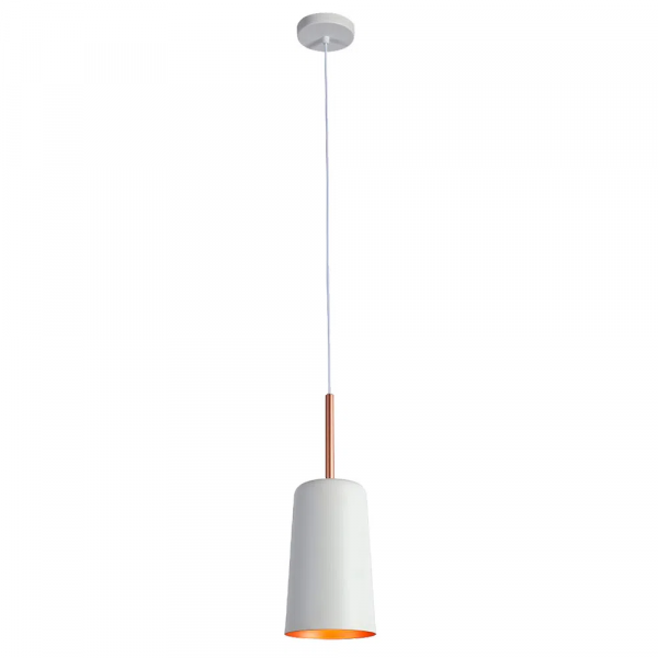 PENDENTE BOT BRANCO E COBRE (D)13,6CM (A)38CM 1X40W E27