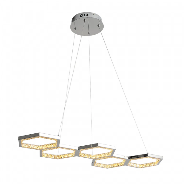 PENDENTE COLMÉIA CROMADO E CHAMPANHE (C)90CM (L)30CM 1X54W 3000K 2700LM - DW001