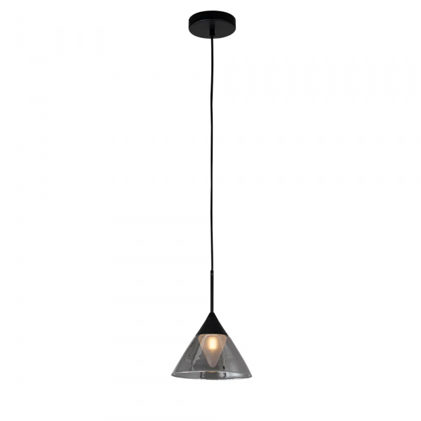 PENDENTE CONE PRETO E FUME (D)19.5CM (A)25CM 1XG9 25W - RE013