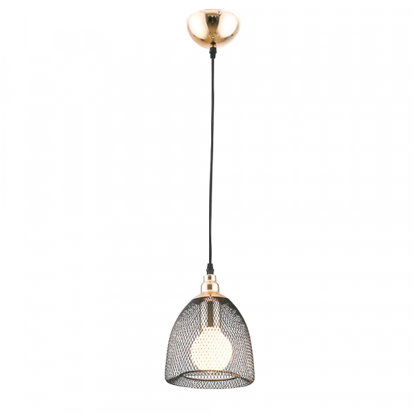 PENDENTE COPPER PRETO E DOURADO (D)17.5CM (A)23.5CM 1XE27 40W - XN002G