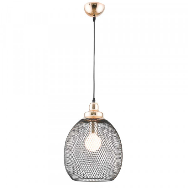 PENDENTE COPPER PRETO E DOURADO (D)28CM (A)41CM 1XE27 40W - XN003G