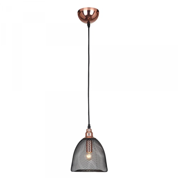 PENDENTE COPPER COBRE E PRETO (D)18CM (A)23CM 1XE27 40W - XN002