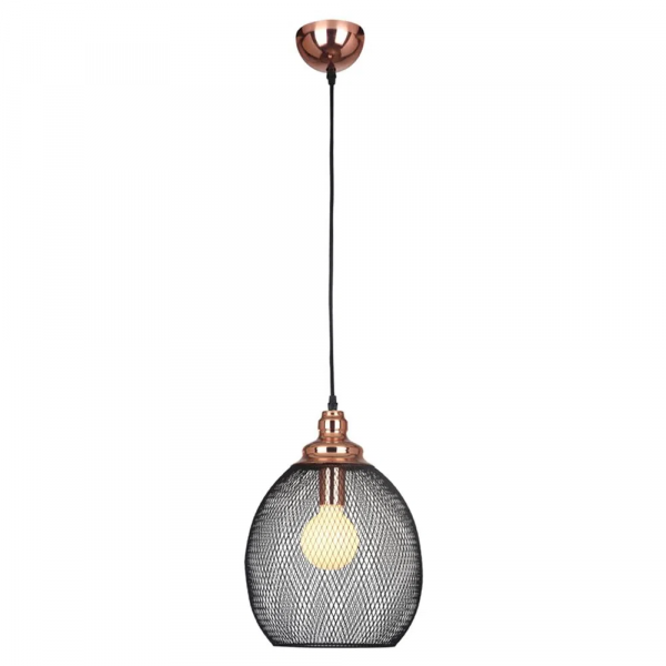 PENDENTE COPPER COBRE E PRETO (D)28CM (A)41CM 1XE27 40W - XN003