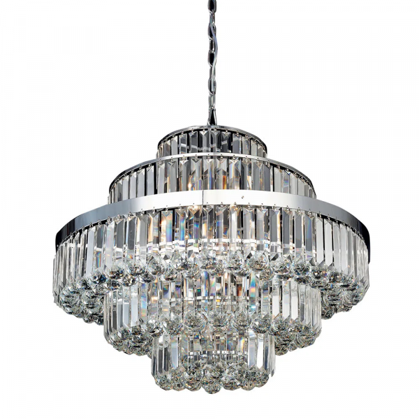 LUSTRE DIJON CROMADO E TRANSPARENTE (D)70CM (A)60CM 12XE14 480W - AQ009