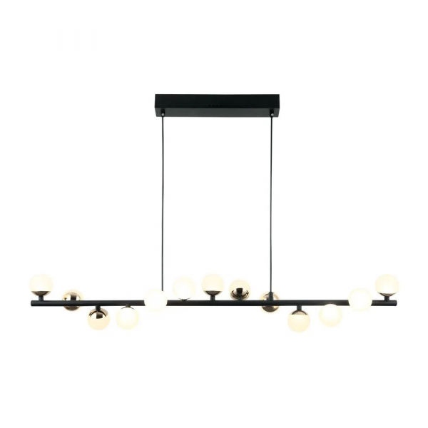 PENDENTE FUXICO DOURADO E PRETO E BRANCO (C)95CM (A)17CM 15X2W 3000K 2400LM - JU007