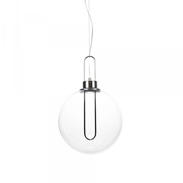 PENDENTE GHIANDA CROMADO E TRANSPARENTE (D)30CM (A)46.5CM 1X3W 3000K 300LM - AC007C