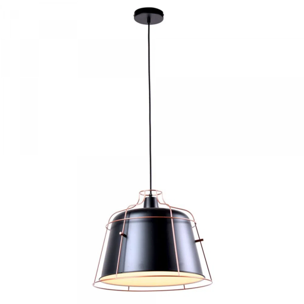 PENDENTE GRAD D 44CM X 35CM 1XE27 127V / 220V PRETO. DOURADO E BRANCO - KE005BG