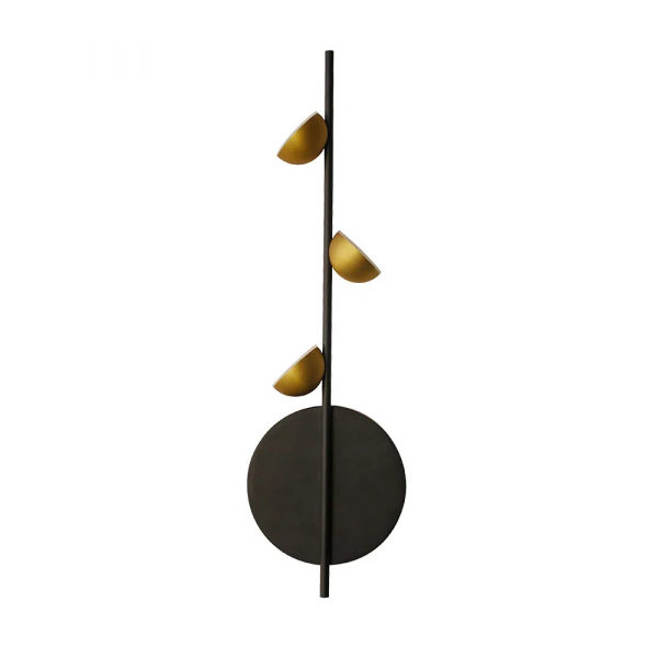 ARANDELA GRAVIOLA DOURADO E PRETO E BRANCO (D)13CM (A)45CM 3X3W 3000K 495LM - DS003