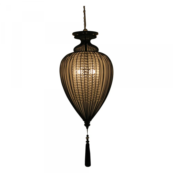 PENDENTE INDIAN PRETO E TRANSPARENTE (D)34CM (A)64CM 1XE27 40W - GX008