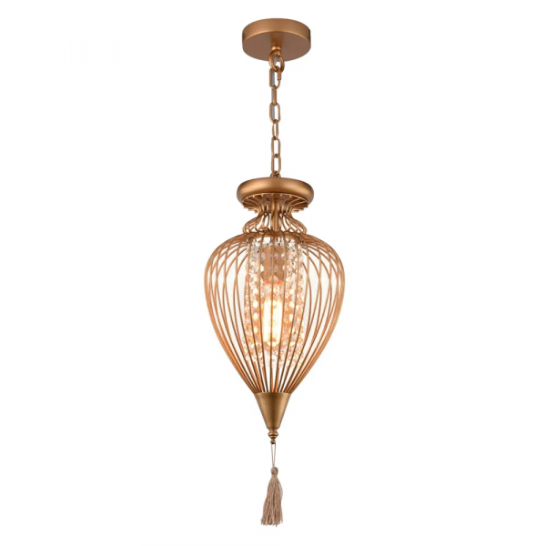 PENDENTE INDIAN DOURADO E TRANSPARENTE (D)23CM (A)39CM 1XE27 40W - GX008SC