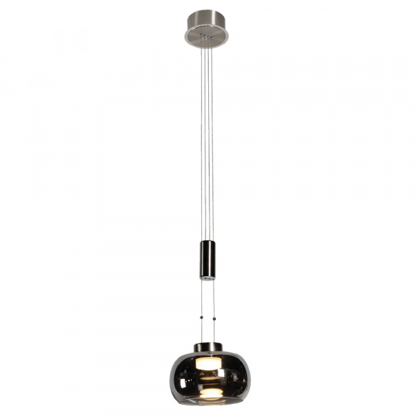 PENDENTE IOIÔ NICKEL E FUME (D)22CM (A)19CM 1X8.5W 3000K 850LM - BB008N