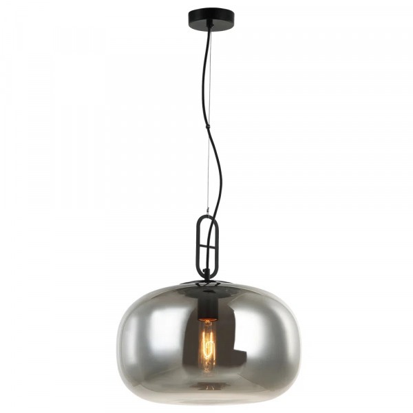 PENDENTE KHAO D 35CM X 36,5CM 1XE27 127V / 220V PRETO E FUME - OP061S