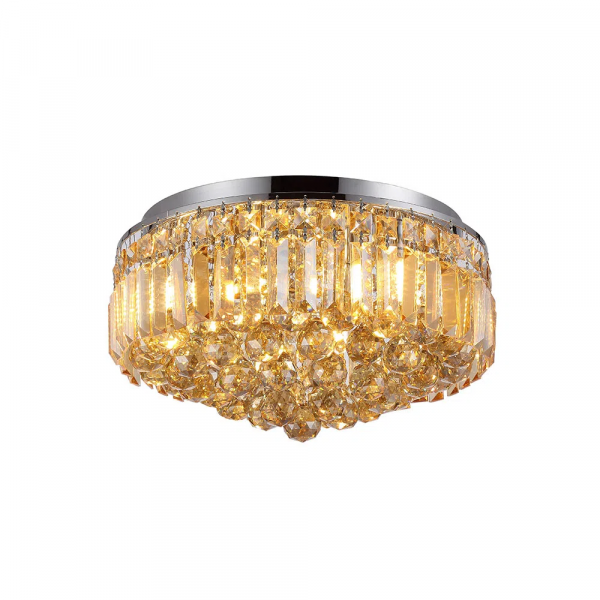 PLAFON DE SOBREPOR KRI CROMADO E AMBAR (D)40CM (A)24CM 5XG9 200W - HU1103A