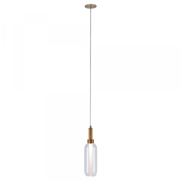 PENDENTE LAMPIÃO DOURADO E TRANSPARENTE (D)10CM (A)37CM 1X5W 3000K 250LM - RB001