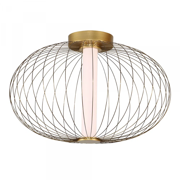 PLAFON DE SOBREPOR LANTERNA DOURADO E BRANCO (D)40CM (A)25CM 1X12W 3000K 60 - HC011
