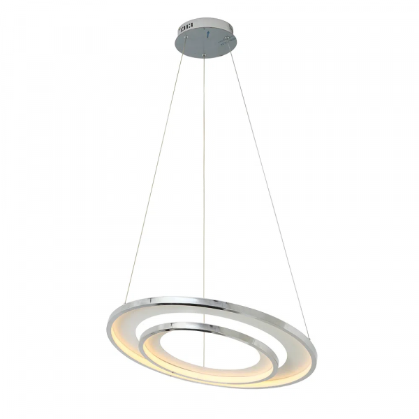 PENDENTE LOOP CROMADO E BRANCO (D)62 +42CM (A)2.2CM 1X48W 3000K 1500LM - HM009CR