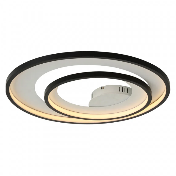 PLAFON DE SOBREPOR LOOP PRETO E BRANCO (D)62 + 42CM (A)5.2CM 1X60W 3000K 1500LM - HM008WB