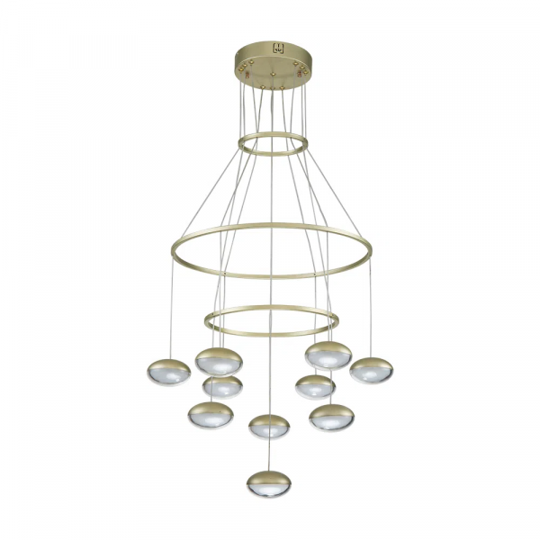 PENDENTE LUDIQUE DOURADO E TRANSPARENTE E BRANCO (D)66CM (A)87CM 10X5W 3000K 2500LM - EG007