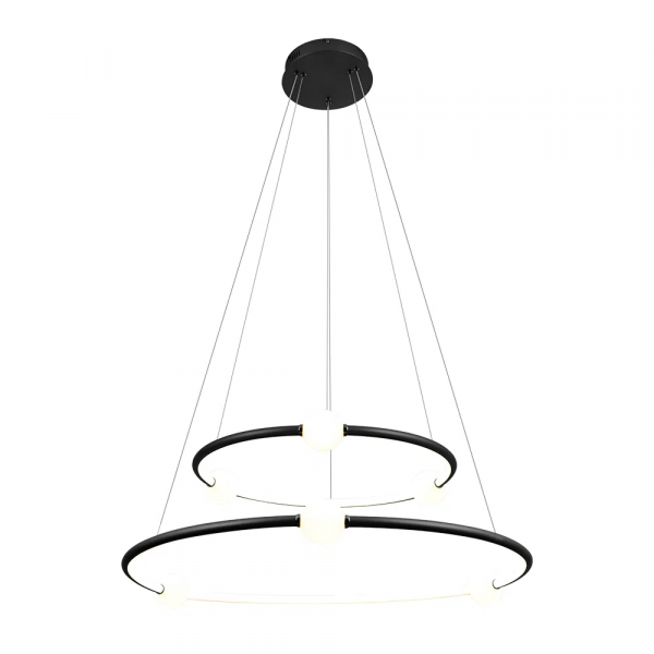 PENDENTE NEBULA PRETO E BRANCO (D)87 + 64CM 1X80W 3000K 4000LM - DW005LB