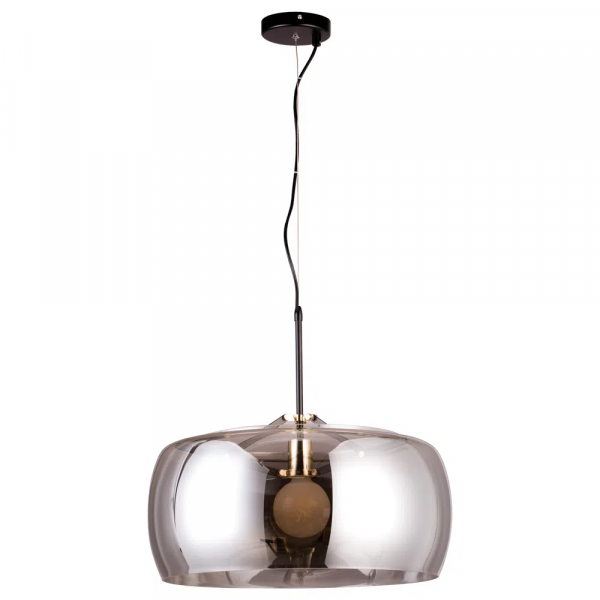 PENDENTE NOBU D 50CM X 31CM 1 X A60 40W PRETO / DOURADO E FUME - RE003BS