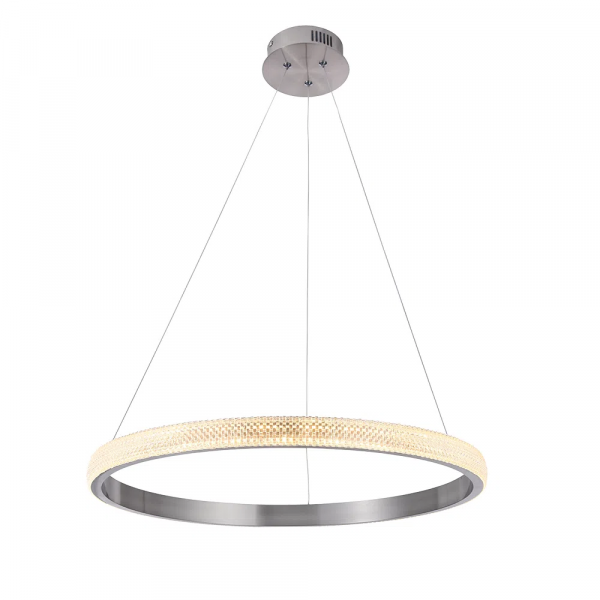 PENDENTE OCA NICKEL E TRANSPARENTE (D)60CM (A)4CM 1X32W 3000K 2080LM - GD001NK