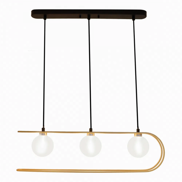 PENDENTE BEAT PRETO E DOURADO (C)68CM (L)12CM (A)18CM  3X75W   G9