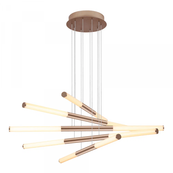 PENDENTE PALITO DOURADO (C)90CM (L)90CM (A)23CM 10X7,2W 2700K 3600LM - CD014