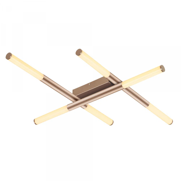 PLAFON DE SOBREPOR PALITO DOURADO (C)86CM (L)70CM (A)7CM 6X6W 2700K 1800LM - CD017
