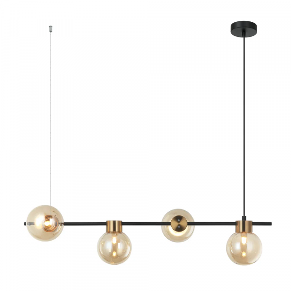 PENDENTE TUTU PRETO E DOURADO E CHAMPAGNE (C)84CM (L)28,5CM (A)20CM  4X100W   G9