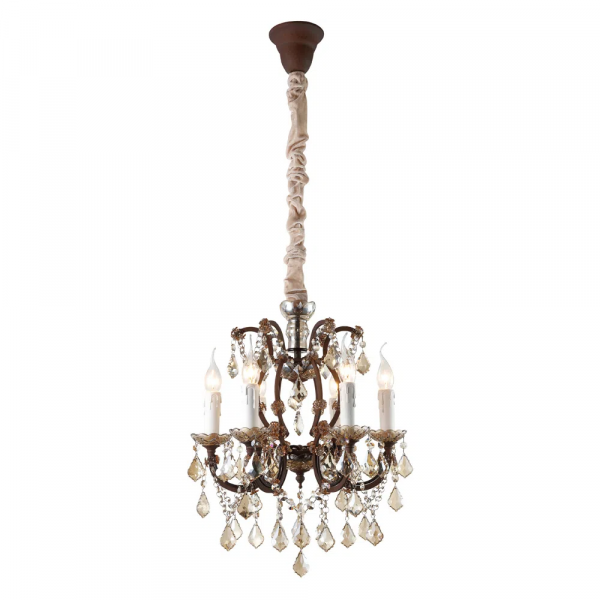 LUSTRE PASSY BRONZE E CONHAQUE E TRANSP (D)45CM (A)50CM 6XE14 240W - AQ028S