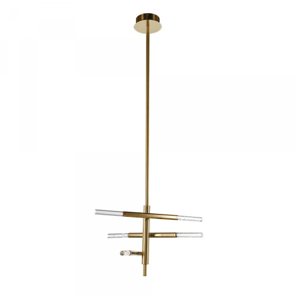 PENDENTE PÉTRA DOURADO E TRANSPARENTE (D)54CM (A)31CM 3X6W 3000K 900LM - OC009