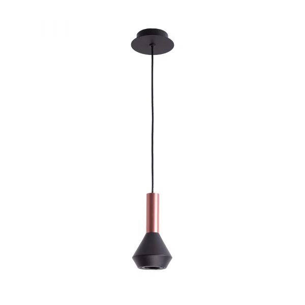 PENDENTE PITUCO ROSE GOLD E PRETO E PRETO (D)10CM (A)18.7CM 1XGU10 10W - ML015B