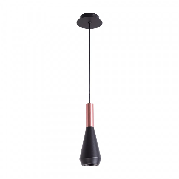PENDENTE PITUCO ROSE GOLD E PRETO E PRETO (D)9CM (A)26CM 1XGU10 10W - ML016B