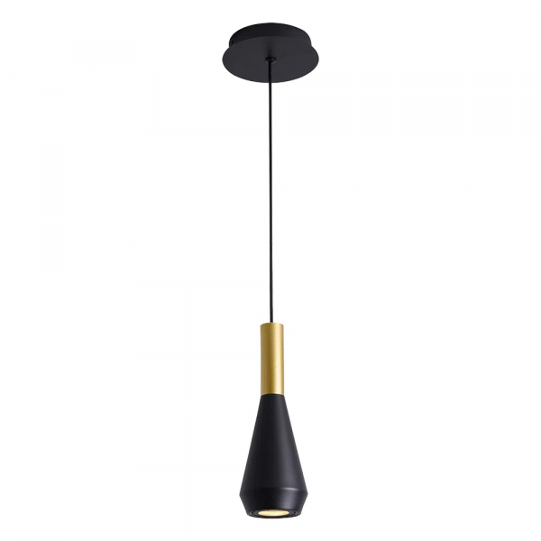PENDENTE PITUCO DOURADO E PRETO E PRETO (D)9CM (A)26CM 1XGU10 10W - ML016GB