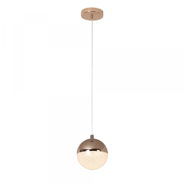 PENDENTE MEDIA LUNA DOURADO E TRANSPARENTE (D)12CM (A)13CM 1X6W 3000K 300LM - HM003