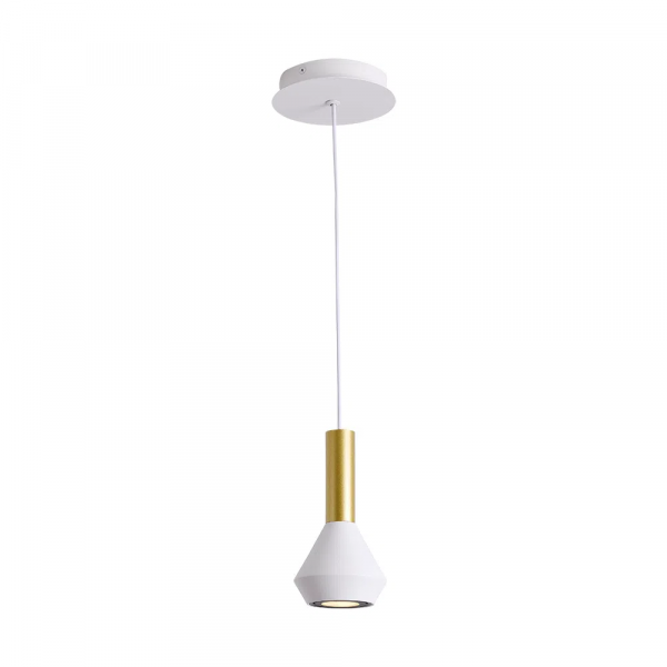 PENDENTE PITUCO BRANCO E DOURADO E BRANCO (D)10CM (A)18.7CM 1XGU10 10W - ML015GW