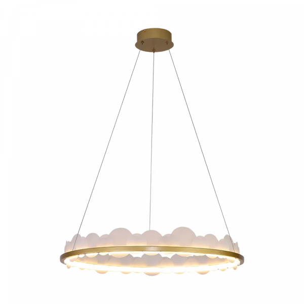 PENDENTE POEMA DOURADO E BRANCO (D)80CM (A)12CM 1X45W 3000K 2250LM - EG003